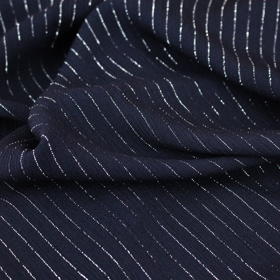 Crêpon de viscose lurex - bleu marine